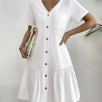 Loose Shirt Dress with a Button and Short Sleeves
