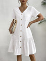 Loose Shirt Dress with a Button and Short Sleeves