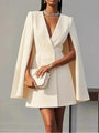 Blazer-Style Dress with Cape Effect and Buttons, for the Office