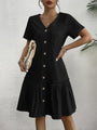 Loose Shirt Dress with a Button and Short Sleeves — view 4