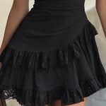 Black Lace Mini Dress with Ruffled Sleeves — view 3