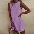Sleeveless Mini Dress with Wavy Hem — view 7