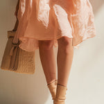 Pink Mini Dress with 3D Flowers and Thin Straps — view 6