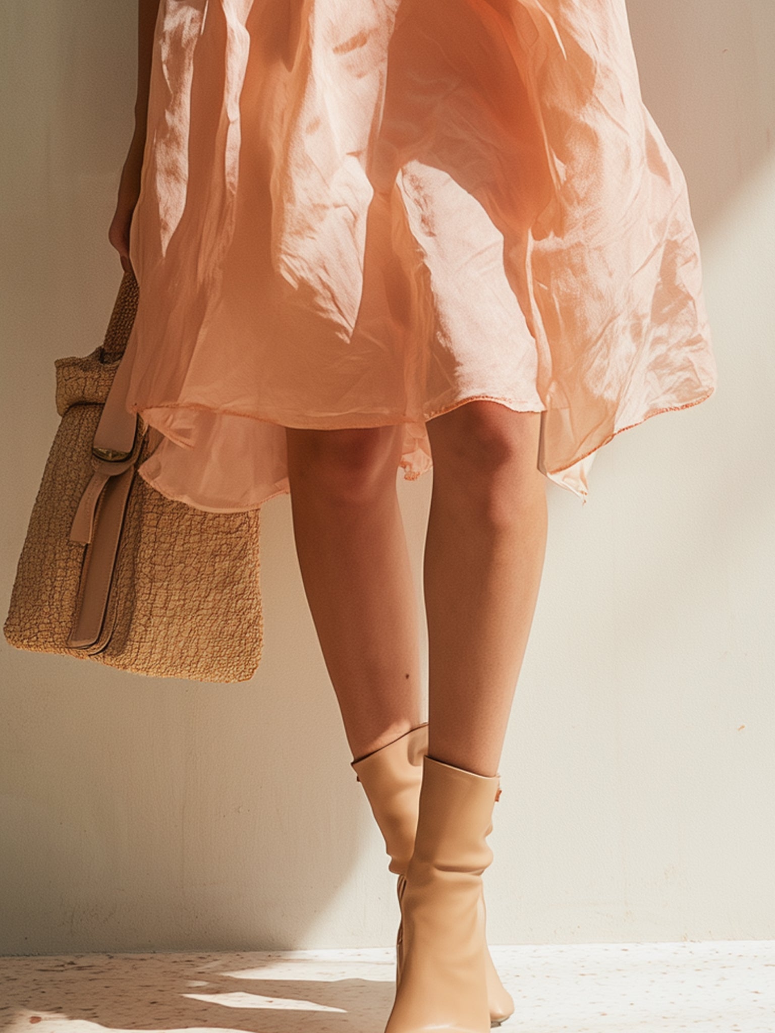 Pink Mini Dress with 3D Flowers and Thin Straps — view 6