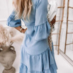 Washed Denim Midi Dress with Short Sleeves — view 3
