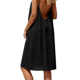 Flared Mini Dress with Ruffles and Open Back — view 2