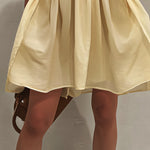 Yellow Sleeveless Mini Dress with Deep V-Neck and Lace — view 4