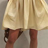 Yellow Sleeveless Mini Dress with Deep V-Neck and Lace — view 4