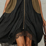 Mini Tulip-Shaped Dress with Front Zip and Contrasting Colours — view 4