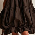 Brown Sleeveless Mini Dress with Balloon Hem — view 5
