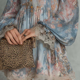 Mini Chiffon Dress with Floral Print and Bare Shoulders — view 6