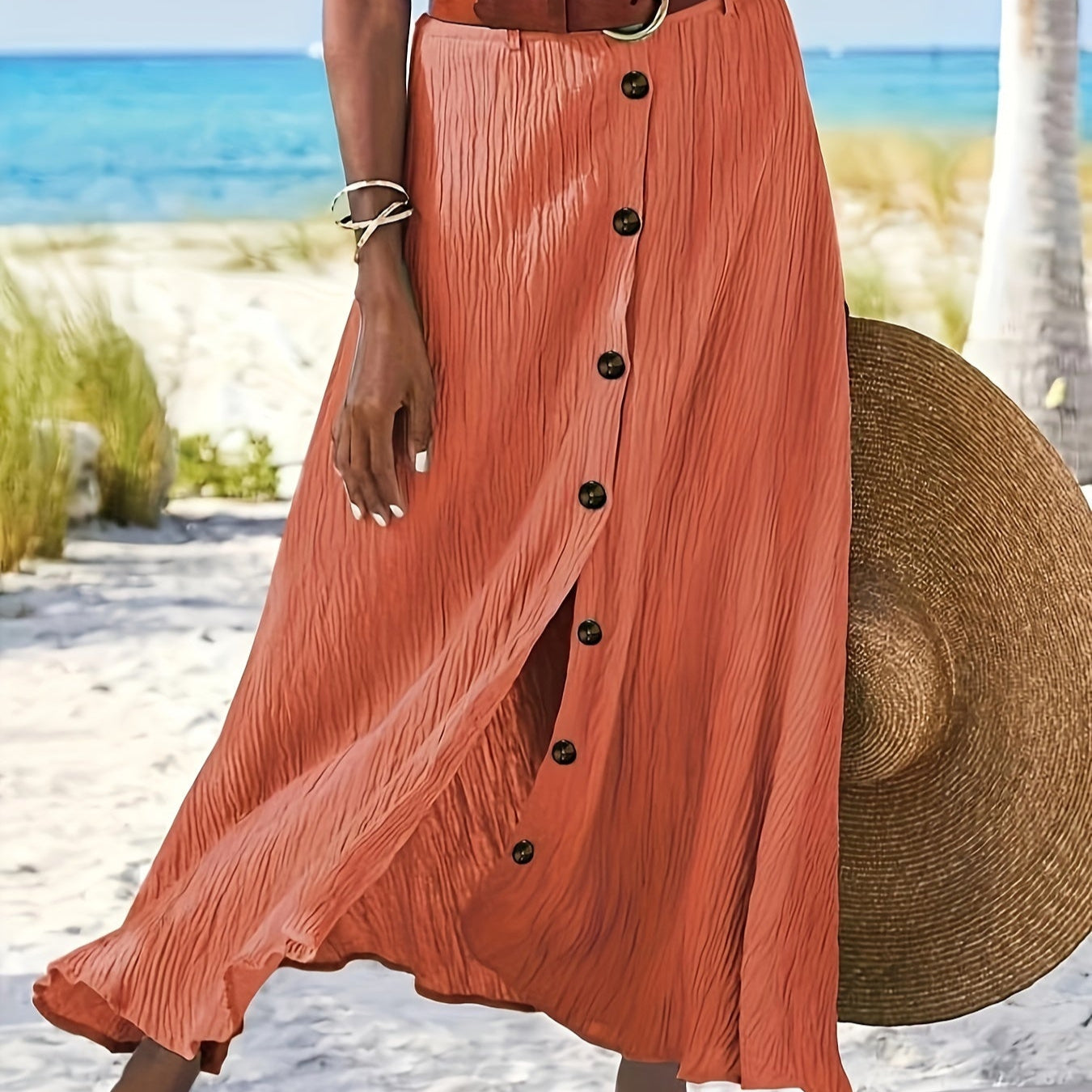Semi-Sheer Maxi Skirt with Slit — view 5