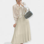 Long Pleated Satin Skirt — view 16