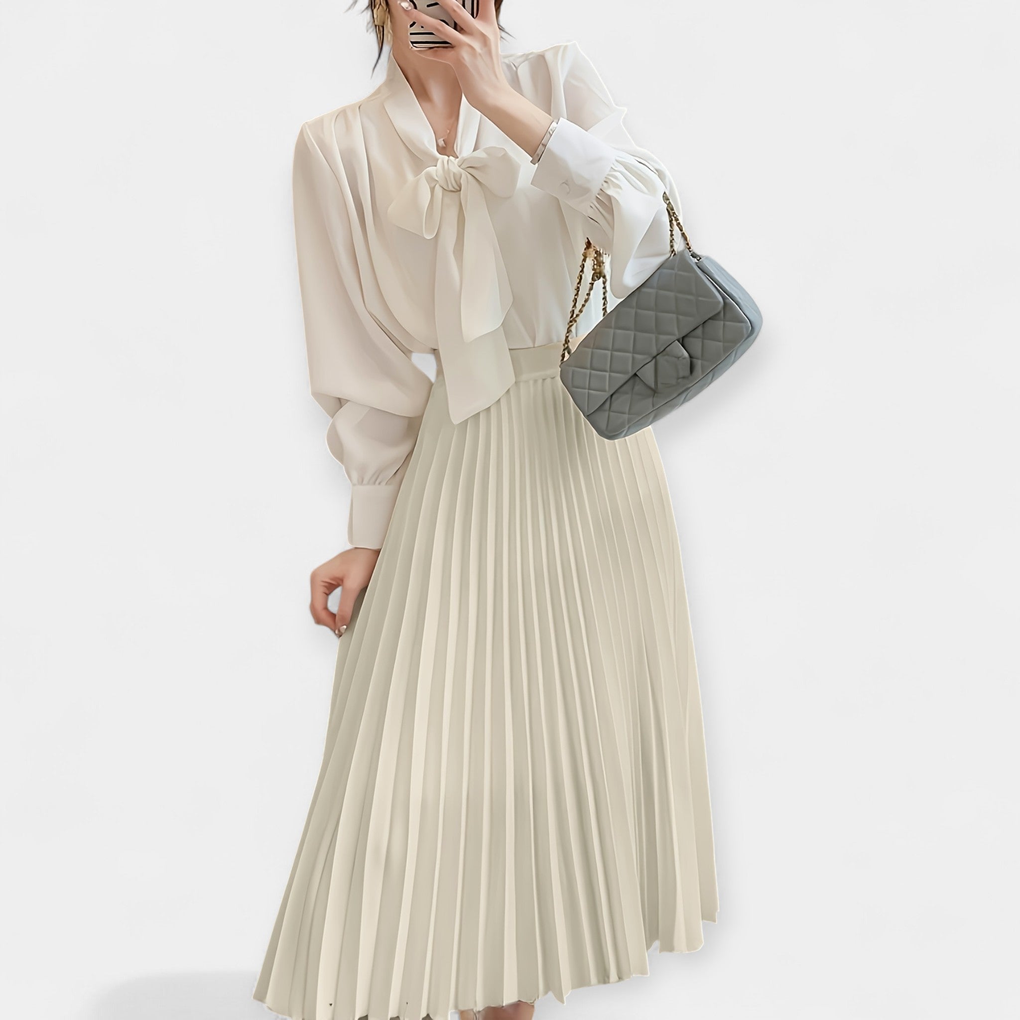 Long Pleated Satin Skirt — view 16