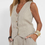 Aira - Vest with Buttons & Wide-Leg Pants Set — view 17