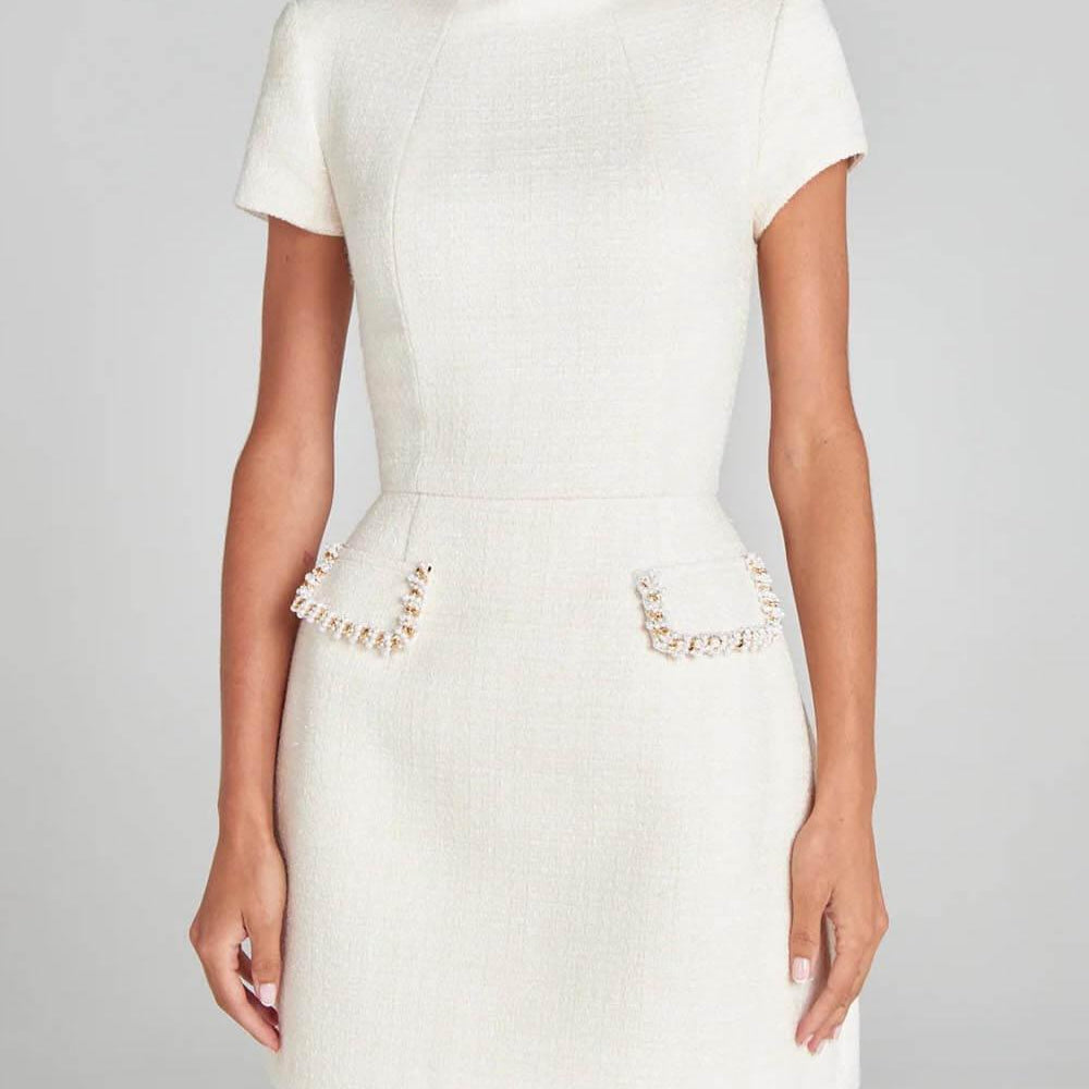 Mini Dress with Pockets and Pearl Details — view 2
