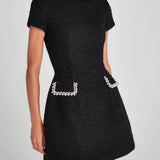 Mini Dress with Pockets and Pearl Details