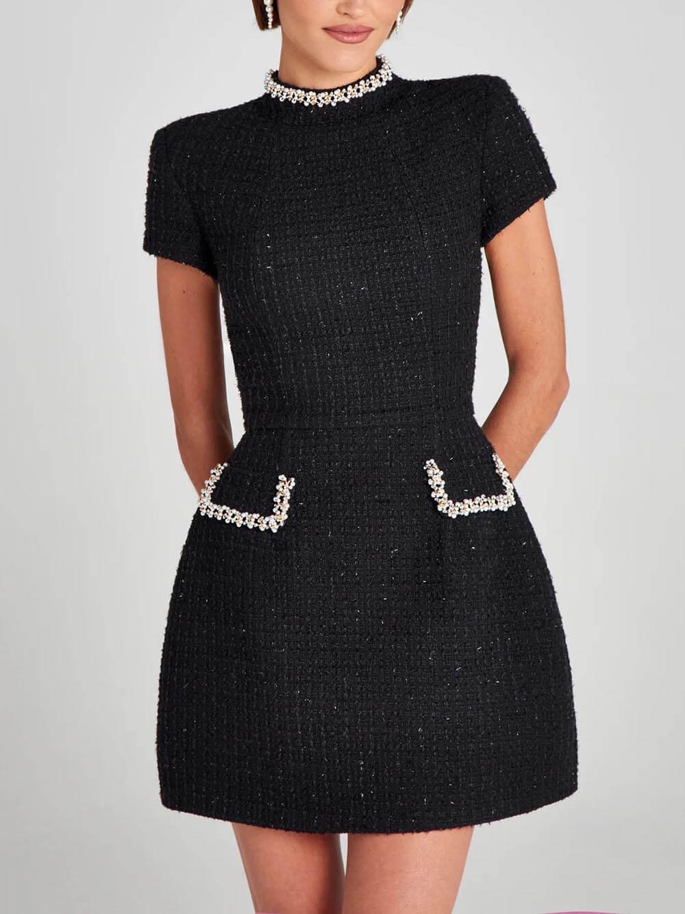 Mini Dress with Pockets and Pearl Details — view 5