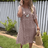 Zora | Midi Dress with Short Sleeves in Sand — view 7