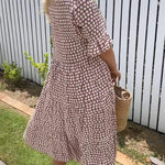 Zora | Midi Dress with Short Sleeves in Sand — view 8