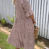Zora | Midi Dress with Short Sleeves in Sand — view 8