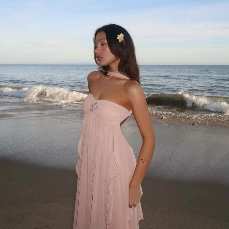 Collins - Strapless Maxi Dress with Ruffles