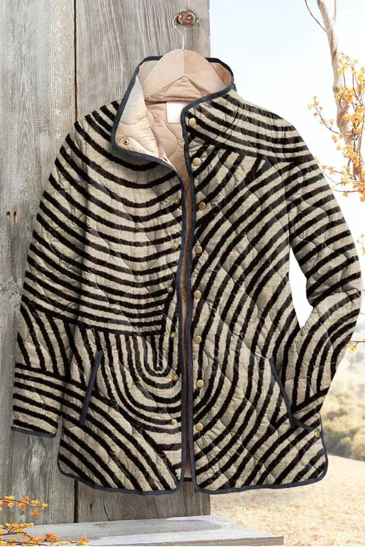 Ortrud™ | Quilted Jacket in Striped Swirl