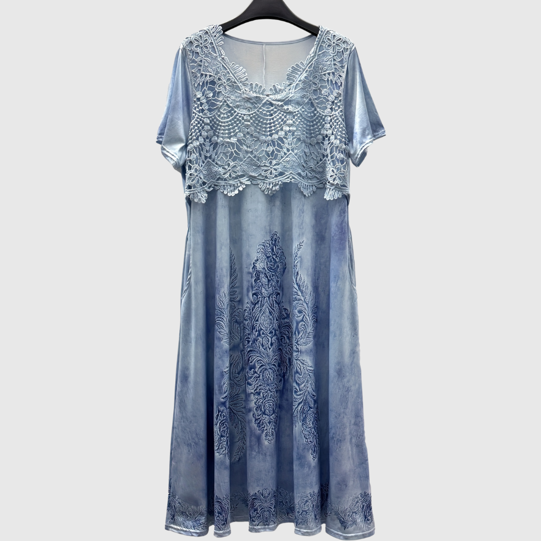 INDIGO | ELEGANT MIDI DRESS WITH FLORAL PRINT — view 6