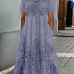 INDIGO | ELEGANT MIDI DRESS WITH FLORAL PRINT — view 3