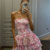 Cecilia - Strapless Floral Dress