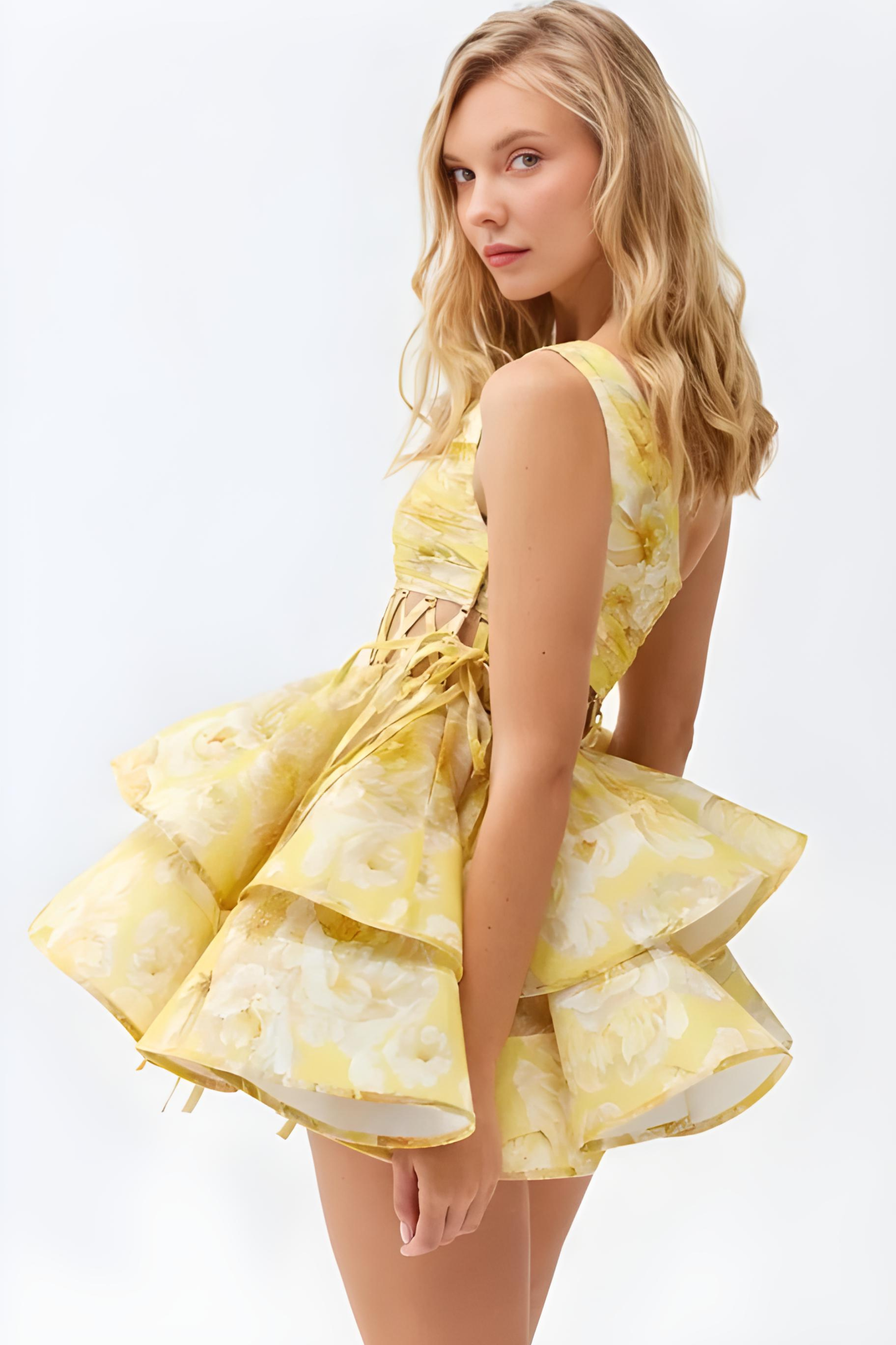 Daphne - One-Shoulder Floral Mini Dress — view 4