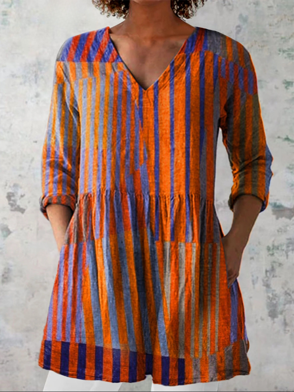 Elowen | Long Blouse with Expressive Print — view 2