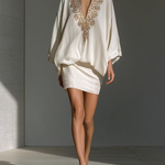 Elegant Two-Piece Set, White Blouse and Mini Skirt — view 2