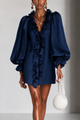 Mini Dress with Puff Sleeves and Vertical Ruffle — view 2