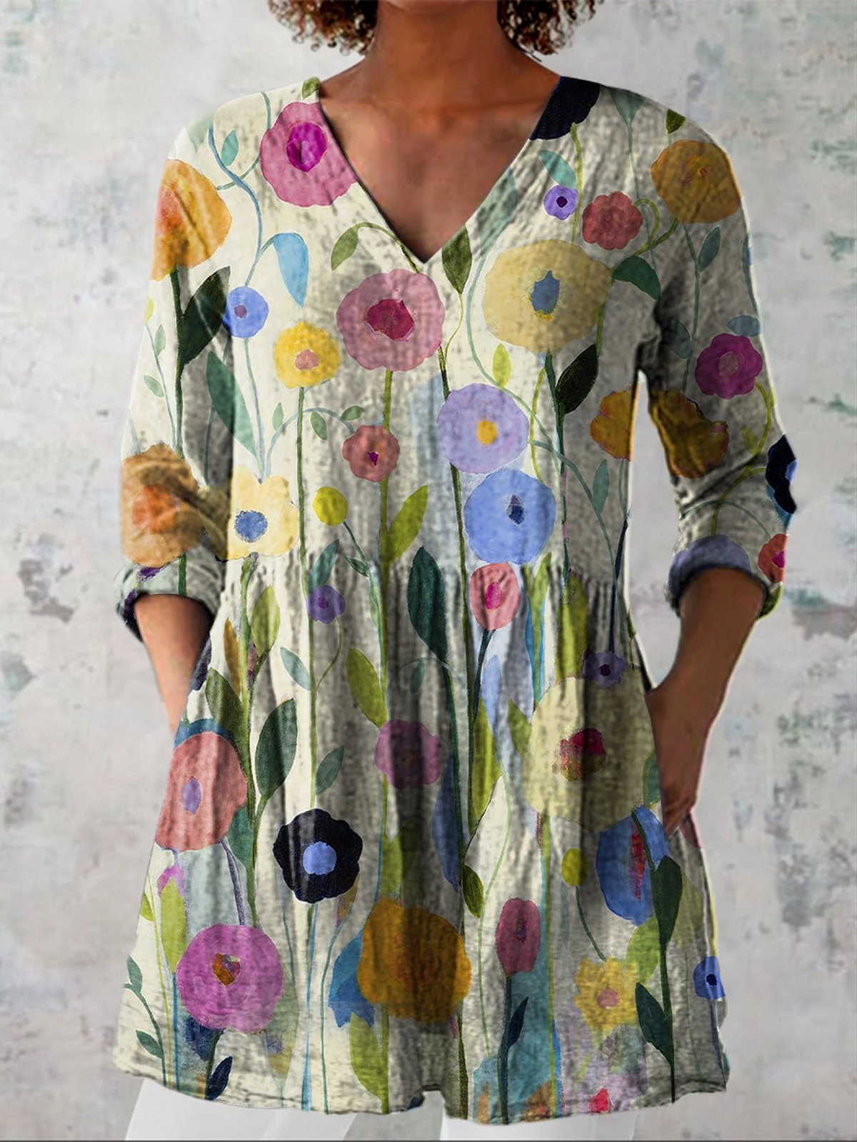 Remi | Long Blouse with Bold Print — view 2