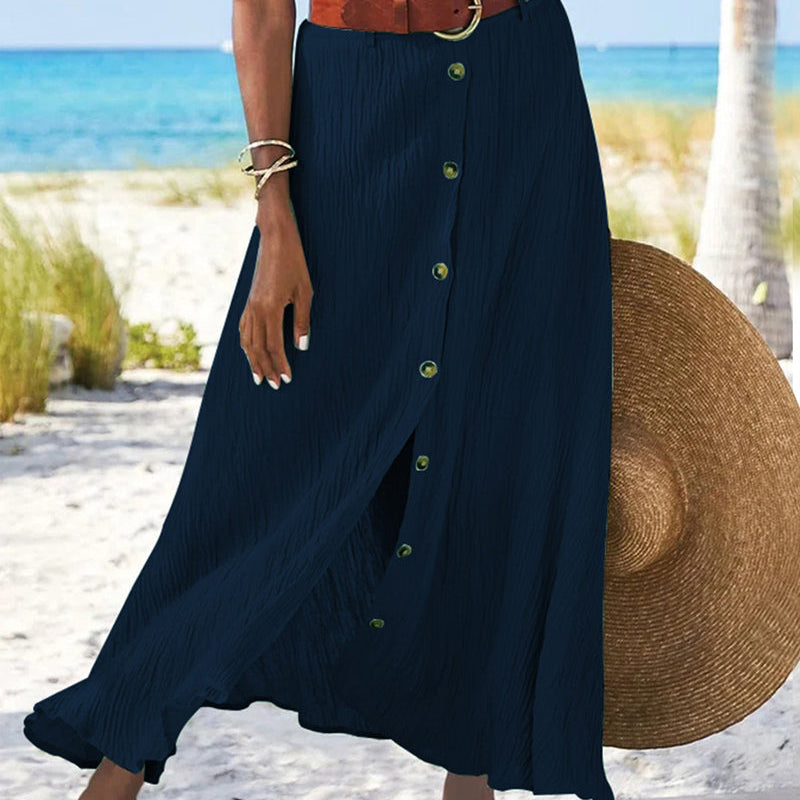 Syndy - Flowing Skirt with Buttons — view 2