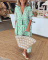 MANA | Midi Dress with Floral Print and V-Neck — view 2