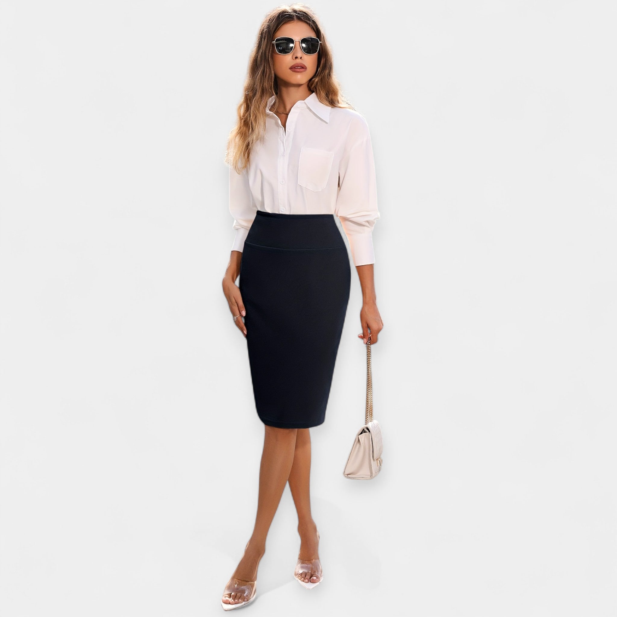 High-Waisted Midi Skirt — view 9