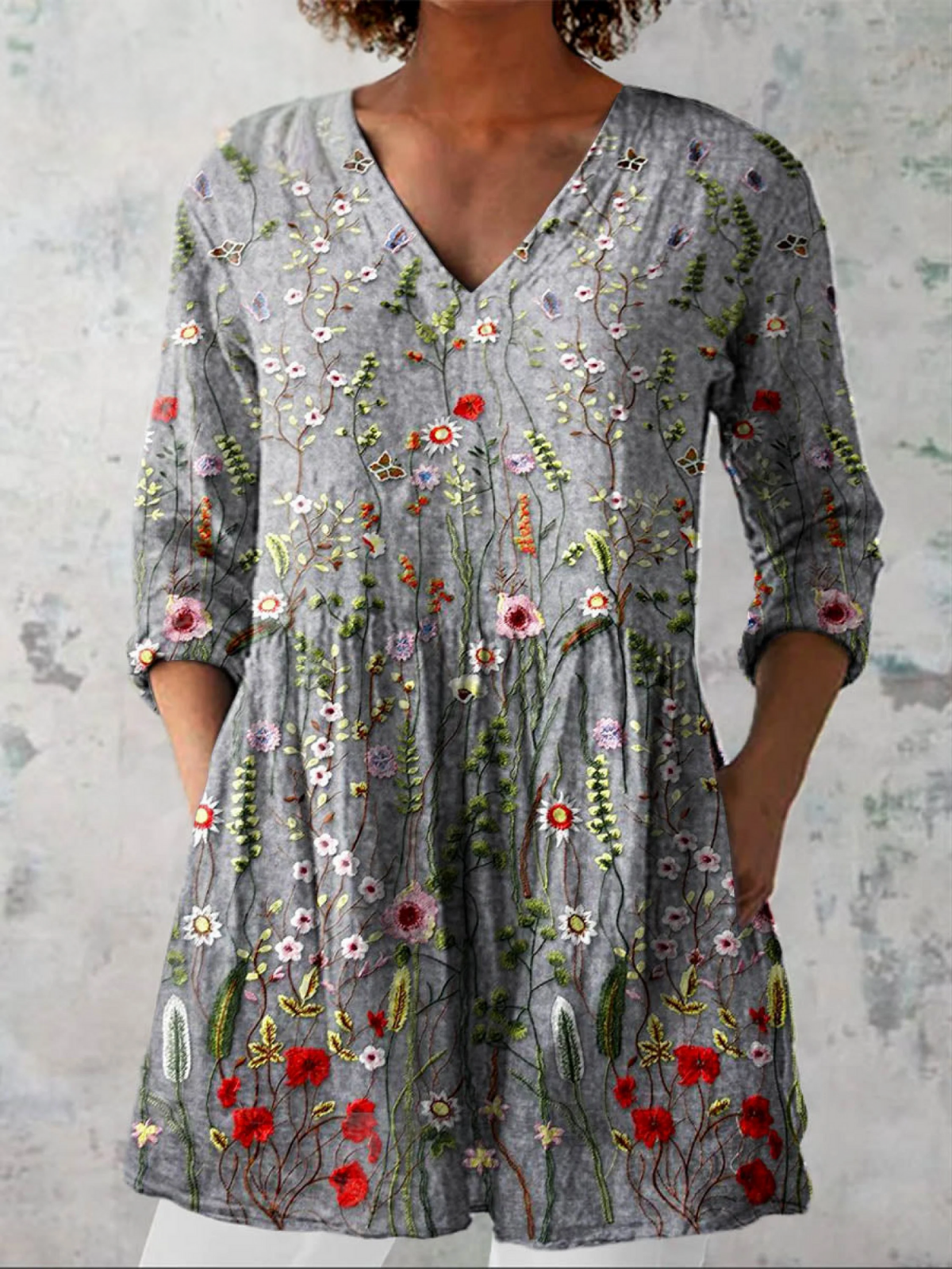 Sloane | Long Blouse with Bold Print — view 2