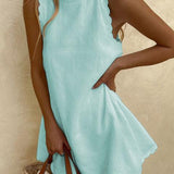 Sleeveless Mini Dress with Wavy Hem — view 9