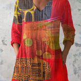 Skylar | Long Blouse with Expressive Print — view 2