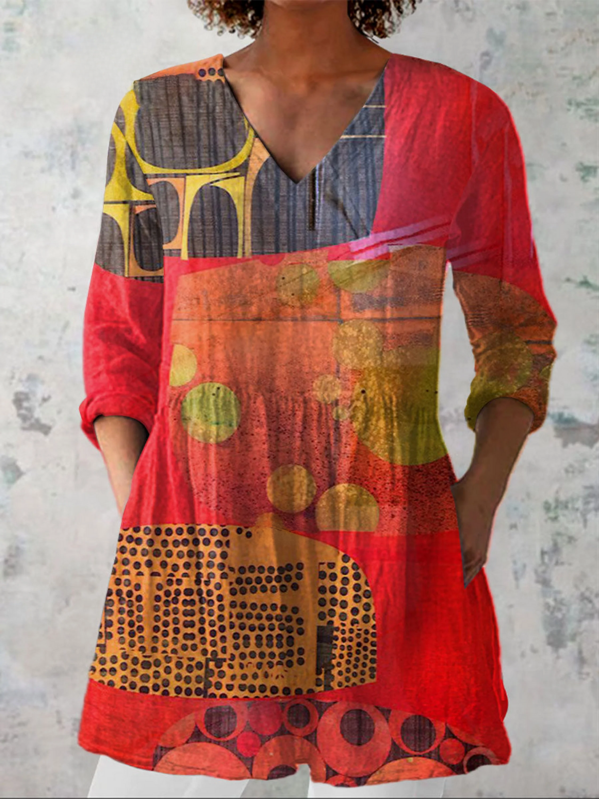 Skylar | Long Blouse with Expressive Print — view 2