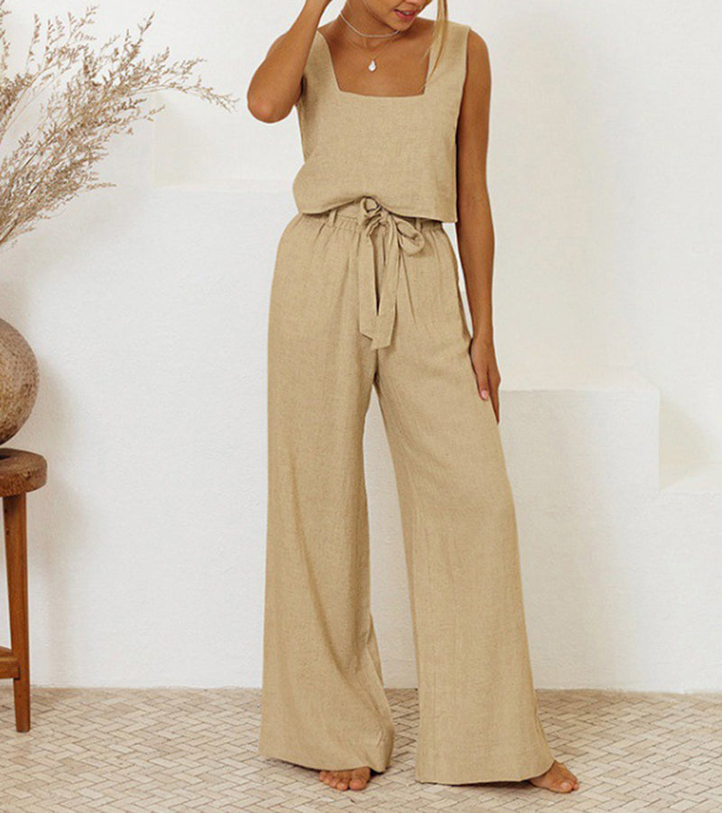 Megan - Minimalist Top and Flared Pants Set