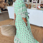 MANA | Midi Dress with Floral Print and V-Neck — view 8