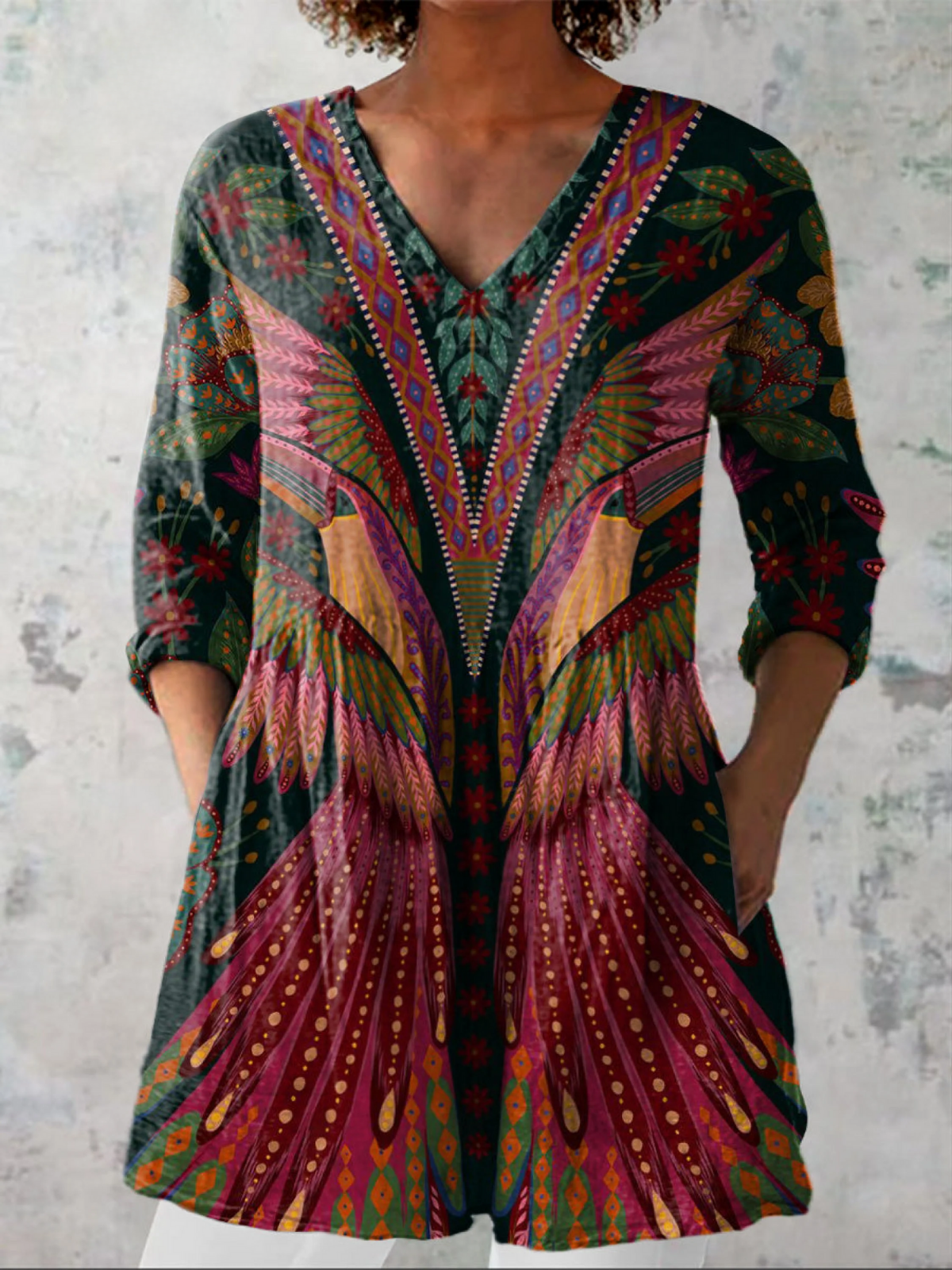 Mila | Long Blouse with Bold Print — view 2