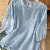 Cassiana - Cotton and Linen Blouse — view 3