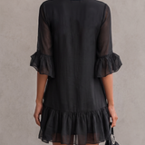 Black Chiffon Mini Dress with Ruffles — view 3
