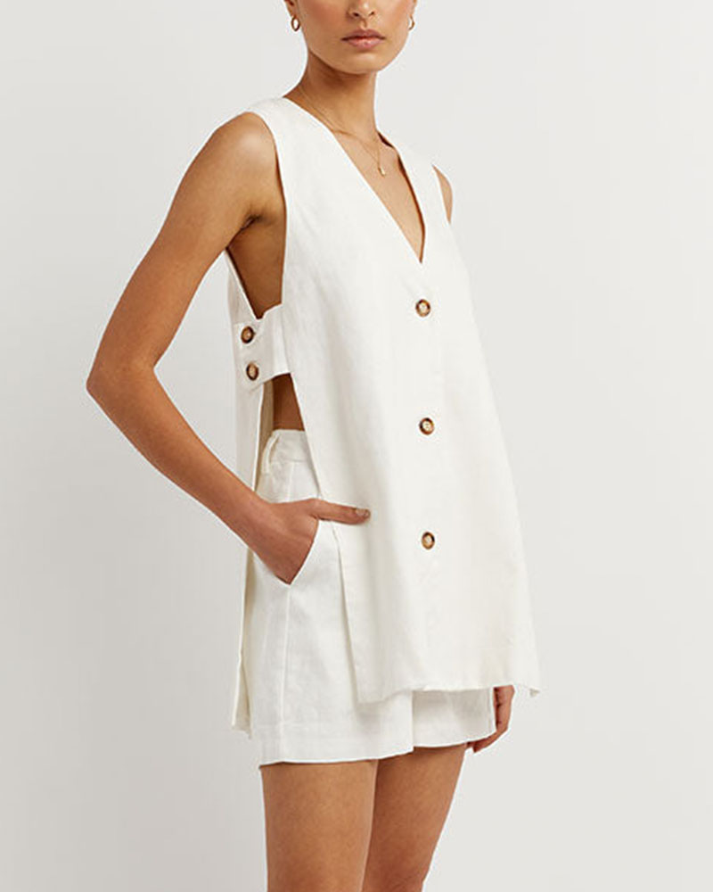 Fiona - Sleeveless Set with Buttons — view 3