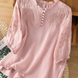 Cassiana - Cotton and Linen Blouse — view 2