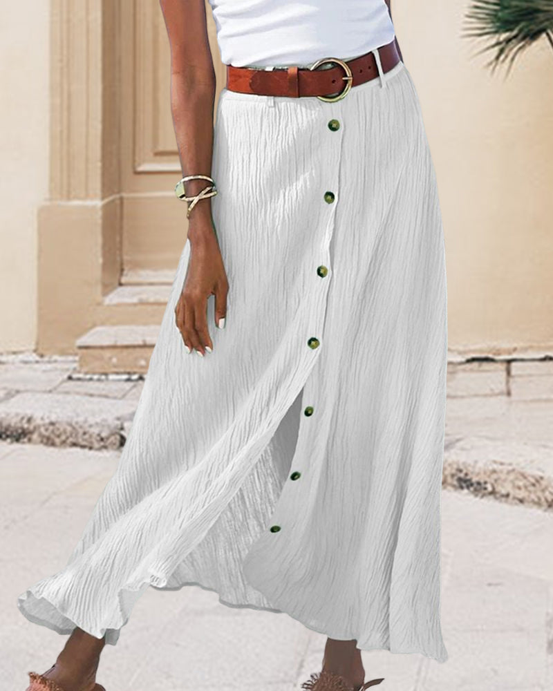 Syndy - Flowing Skirt with Buttons — view 8